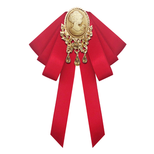 领结女学院风英伦复古美人头韩版蝴蝶结胸针系带百搭职业衬衫配饰