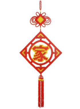 diy福字中国结编织圆形挂件散珠