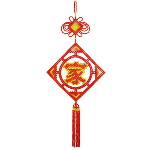 diy手工串珠福字材料包家字中国结编织家居饰品散珠圆形四方挂件