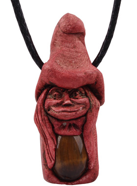 北欧精灵卢恩符文红帽有影项链