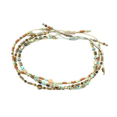 VIKIKO JEWELRY 串珠绿松石小珠串女生细小宝石手链女象征幸运