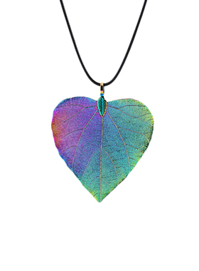 原创设计风爱心形树叶子短款吊坠