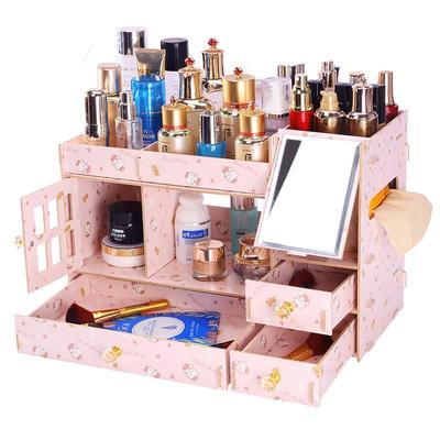 木质化妆品收纳盒镜子抽屉桌面