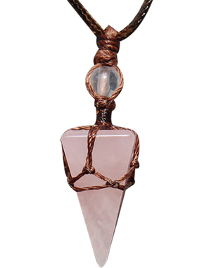 原创天然粉水晶项链女