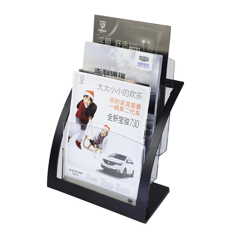 A4三层桌面资料架宣传架亚克力展示架书本收纳目录架报刊架杂志架