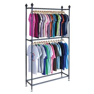 卧室双层衣架阳台置地晾衣架落地挂衣架欧式晾晒衣架掌柜推荐简约