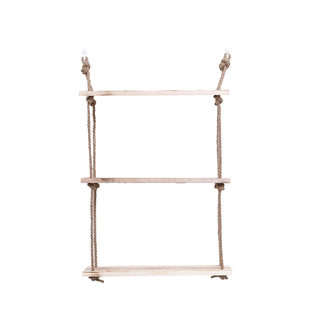 免打孔麻绳一字隔板实木书架墙上装饰架层板客厅定制壁挂式置物架