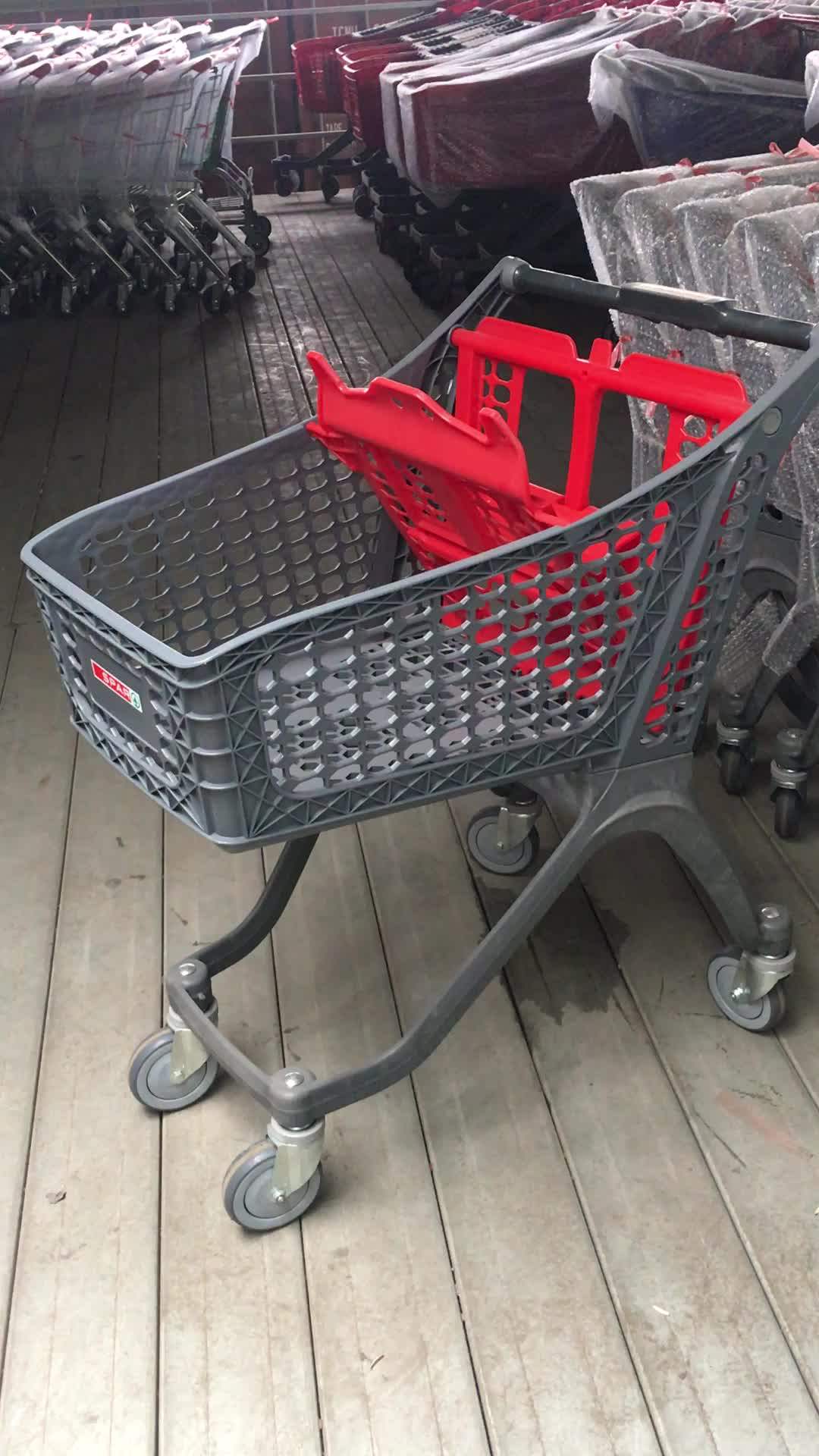Supermarket Plastic Shopping Cart With Swivel Rubber Wheels Buy