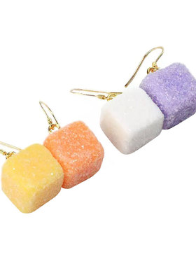 离谱百货砂糖耳钉女包金耳夹橙色日本进口材质气质耳环小众设计感