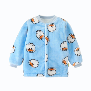 婴幼儿加绒棉衣冬外套男女宝宝法兰绒加厚双层棉袄小儿童内胆棉服