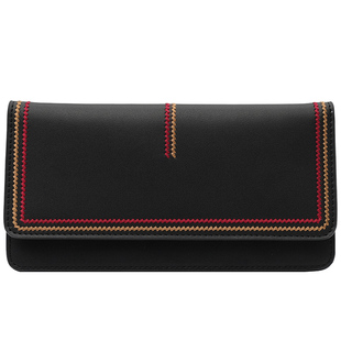 2021新款大牌简约真皮女士长款钱包时尚超薄搭扣软牛皮卡位钱夹潮