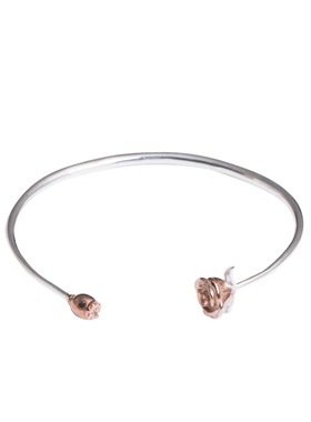 原创叶子三色玫瑰花朵可调手镯