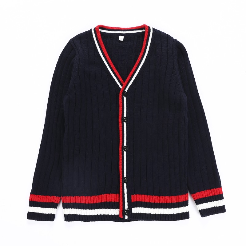 英伦秋装纯棉长袖女童针织衫校服