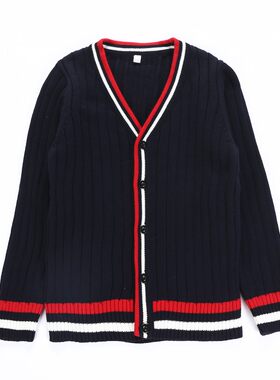 英伦秋装纯棉长袖女童针织衫校服