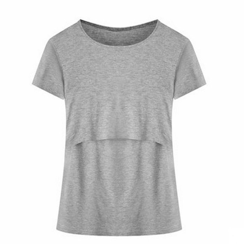 哺乳短袖T恤孕妇产后喂奶衣夏季外出哺乳衣时尚半袖纯棉莫代尔