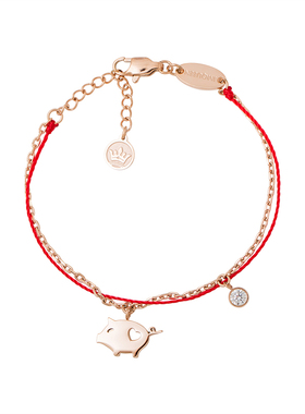 单钻生肖小猪双层红绳新年礼物