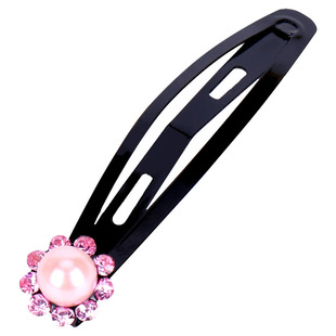 韩国简约成人大号镶水钻珍珠BB夹刘海夹边夹黑色一字夹发夹头饰品