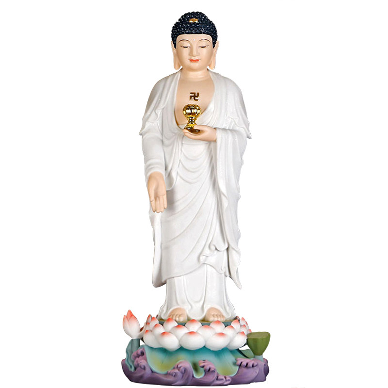 西方三圣描金观世音菩萨汉白玉