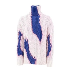 高端定制巴黎时装周网红二爷张云雷同款男女秋冬泼墨扎染毛衣外套