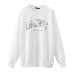 Brandy Girl官网美式bm卫衣宽松Los Angeles字母印花圆领长袖上衣