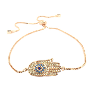 微镶饰品 法蒂玛之手 恶魔眼睛 镀玫瑰金保色 hamsa 手链