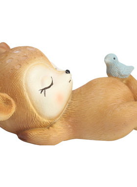 zakka创意沉睡鹿宝宝摆件办公室桌面装饰小摆件树脂摆设生日礼物