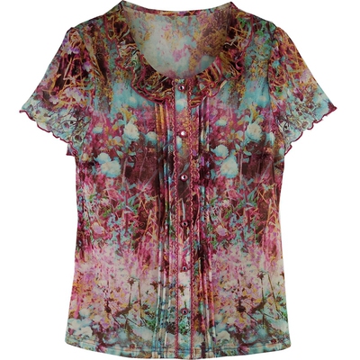 短袖修身弹力网纱T恤速干夏装