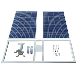 两块双太阳能电池板光伏组件抱杆式立杆柱子路灯杆管抱箍固定支架