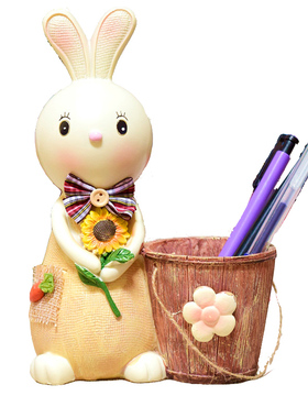 兔子笔筒书桌面办公室摆件礼物