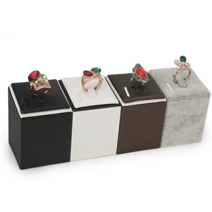 戒指架托珠宝首饰架拉丝PU皮底座珠宝柜台陈列摆件玉戒指展示道具