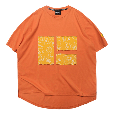 青春lnbr橘色时尚潮牌短袖t恤