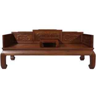 红木家具 全鸡翅木草龙罗汉床两件套 仿古中式实木客厅睡床沙发床