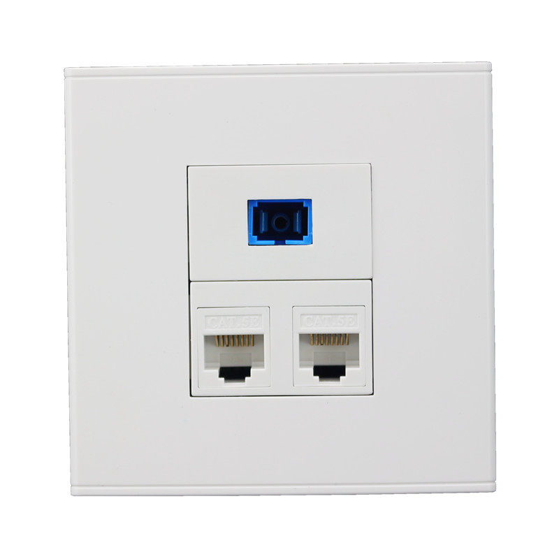 86型双RJ45网络光纤插座 SC光纤宽带+2个免打网络电脑墙壁面板