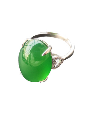 冰种女款水晶祖母绿玛瑙戒指天然
