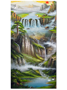 鸿运当头办公室是墙画竖版墙画