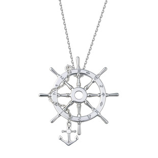 大航海时代提督吊坠 原创设计 S925银首饰船舵标志船锚项链饰品