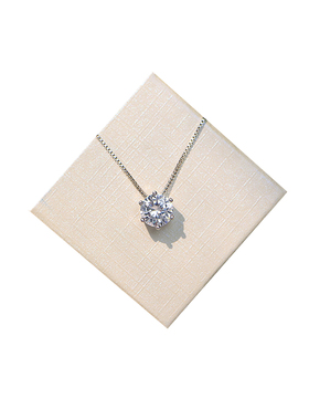 s925纯银一颗钻皓短项链锆石吊坠