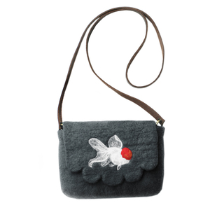 KUN.狮子头金鱼方块包 一体成型手工羊毛毡 文艺复古风格 深秋灰