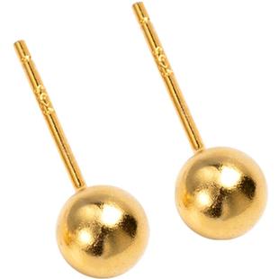 s999足银豆豆耳钉女简约金色小银豆可爱光珠圆球迷你耳饰气质纯银