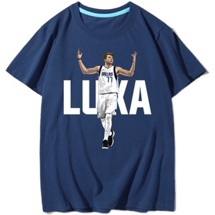 夏季篮球球服运动休闲小牛队独行侠东契奇印花周边纯棉短袖T恤男