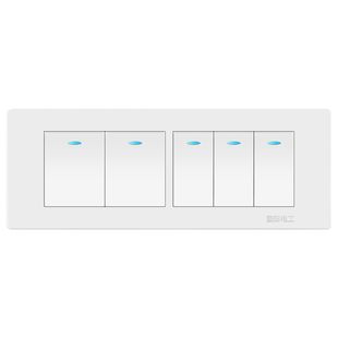 【四位五开】国际电工墙壁开关插座面板 118型玉兰白四位双控五开