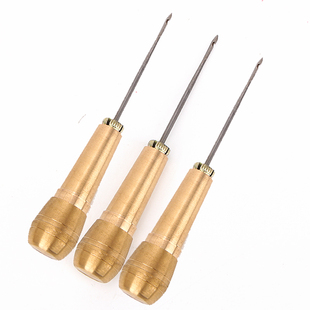 铜锥子补鞋直勾弯针修鞋工具纳鞋底上鞋锥子钩针带钩带孔锥子