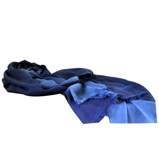 蓝染80支纯羊毛围巾 植物染色丝巾披肩手工草木染秋冬保暖防风