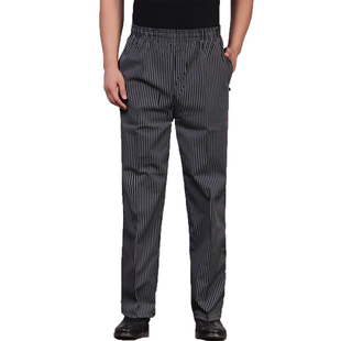 诺夫斯基厨师裤 酒店饭店工作裤餐厅后厨裤子男女黑色条纹工作裤