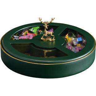 欧式家用客厅茶几干果盘零食盘带盖个性高档精致轻奢风创意收纳盘