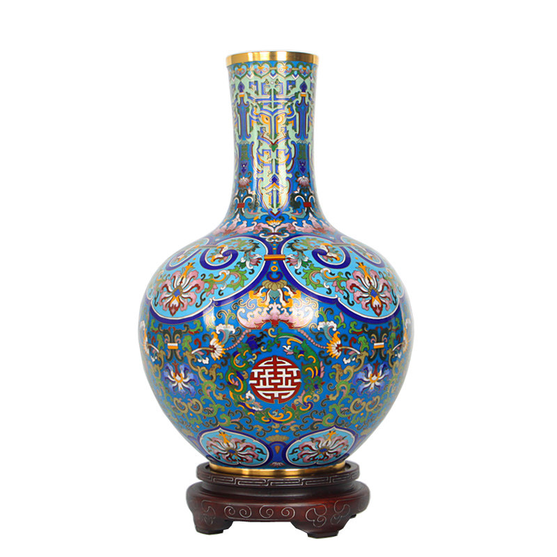 精工景泰蓝花瓶16寸顾