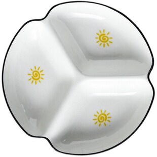 日式分餐盘家用网红陶瓷分隔餐盘创意盘子餐具儿童早餐三格分格盘