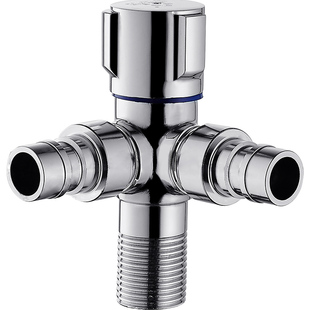 全铜一进二出角阀双头双出水一分二洗衣机4分转6分三通分水阀接头