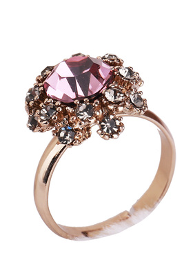 韩国超闪水钻戒指复古圈欧美时尚