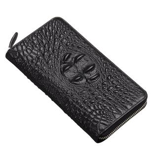 herrtuny鳄鱼纹男士真皮长款拉链钱包钱夹 经典商务手拿包潮手